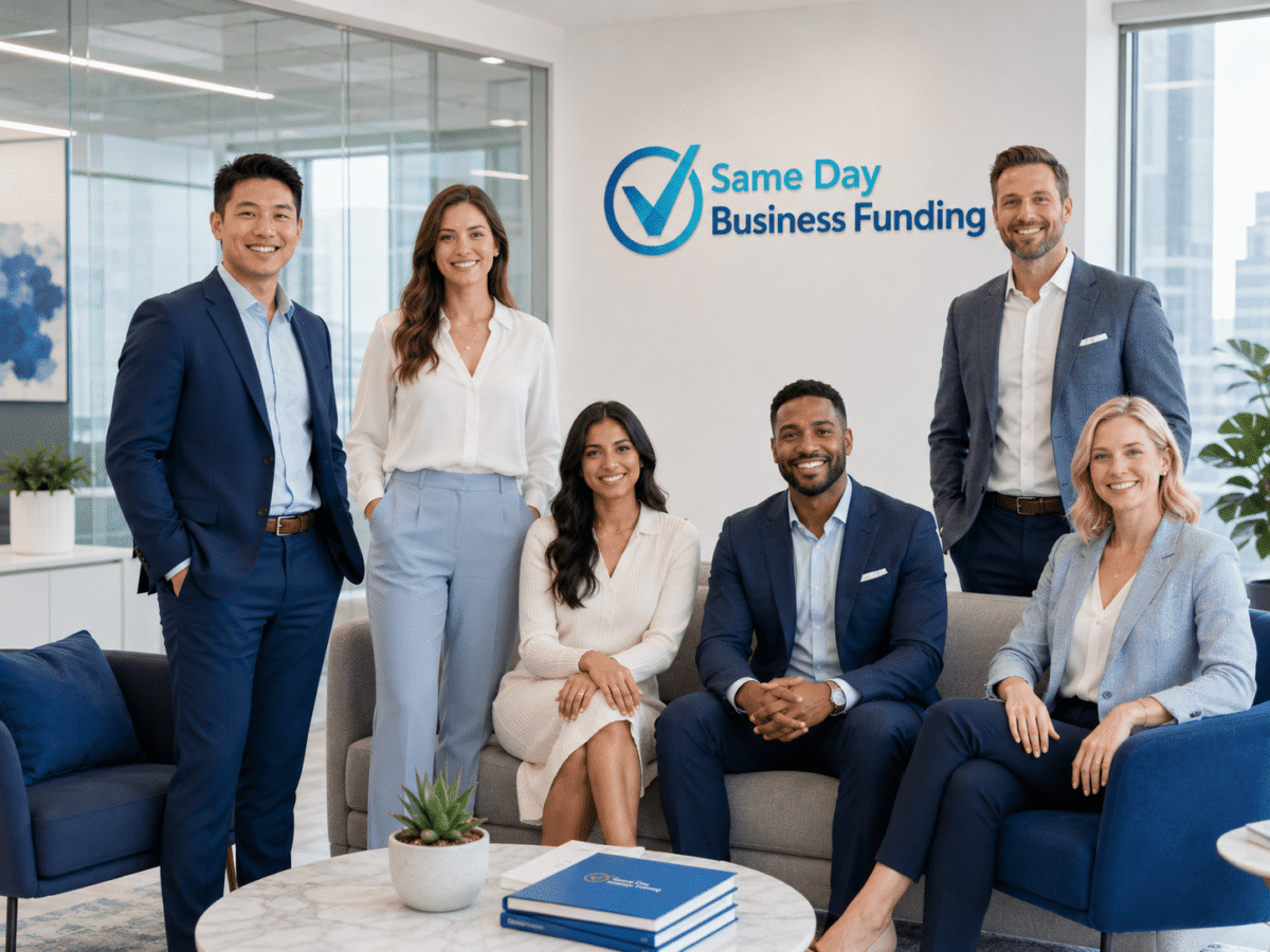 The Same Day Business Funding team of business funding specialists in their office
